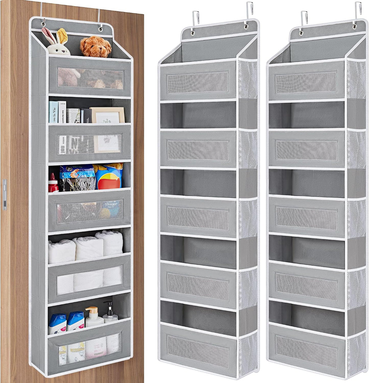 Over the Door Organizer for Bedroom, Pantry Bathroom, 5 Shelf Beige