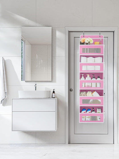 Over the Door Organizer for Bedroom, Pantry Bathroom, 5 Shelf Beige