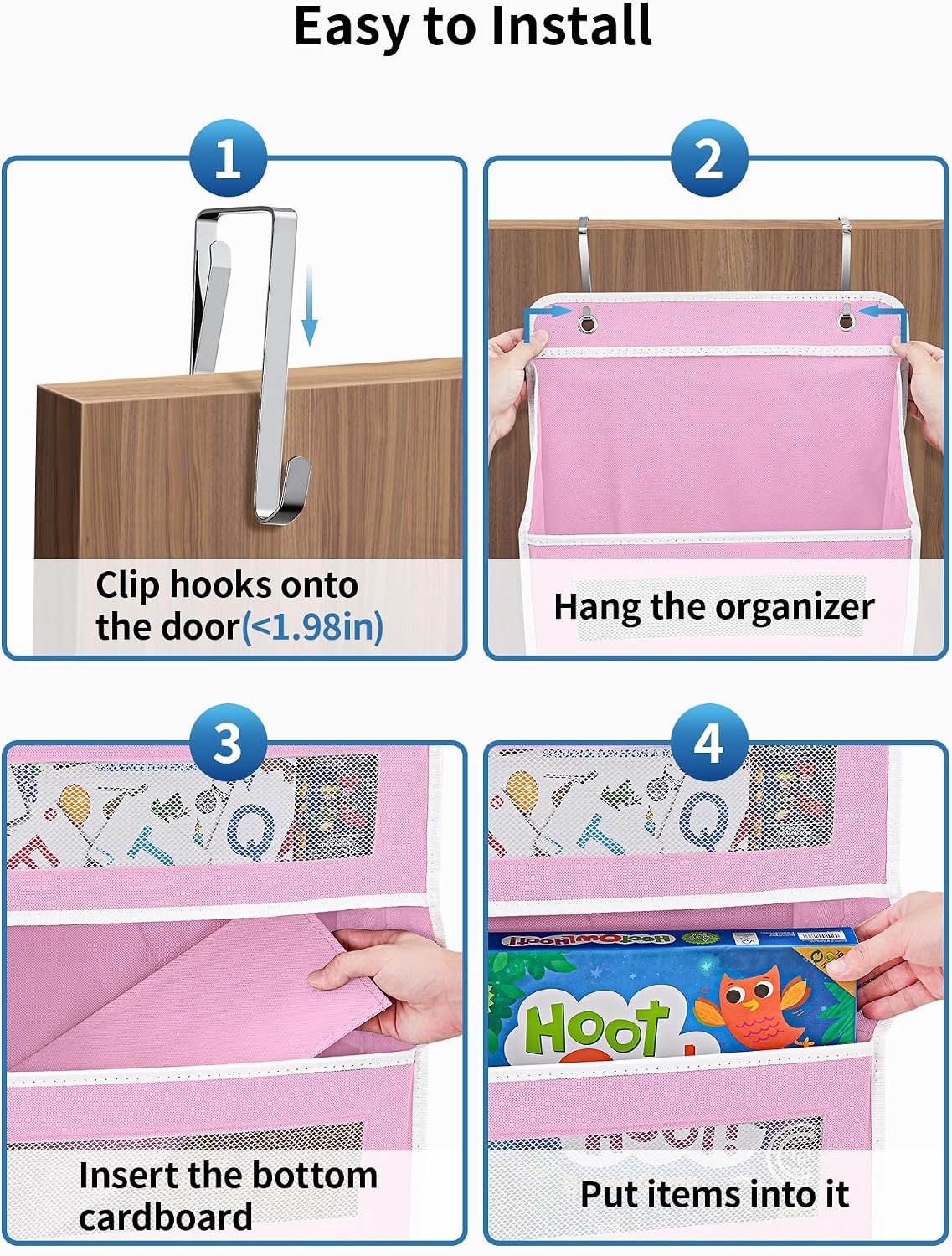 Over the Door Organizer for Bedroom, Pantry Bathroom, 5 Shelf Beige