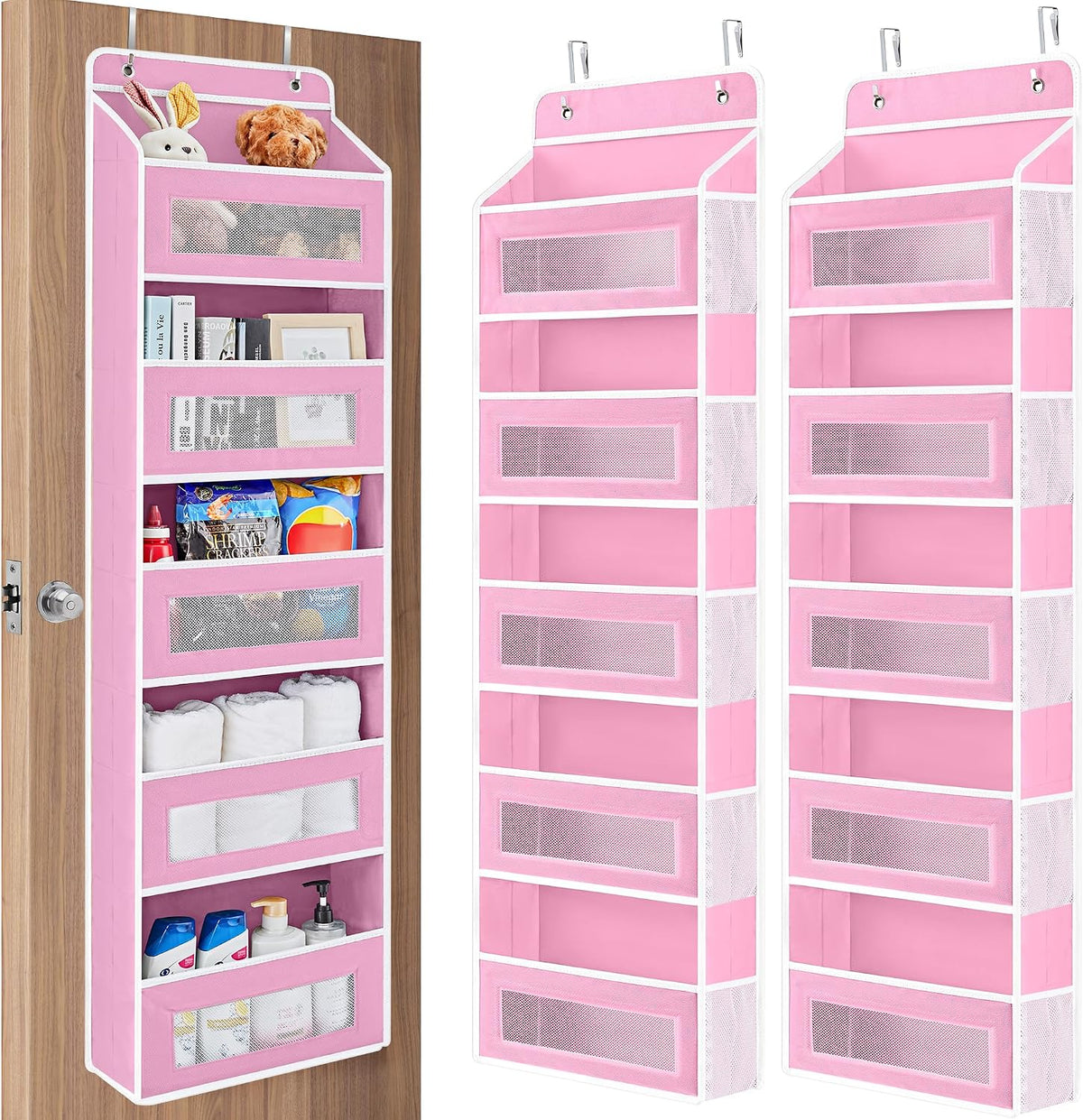 Over the Door Organizer for Bedroom, Pantry Bathroom, 5 Shelf Beige