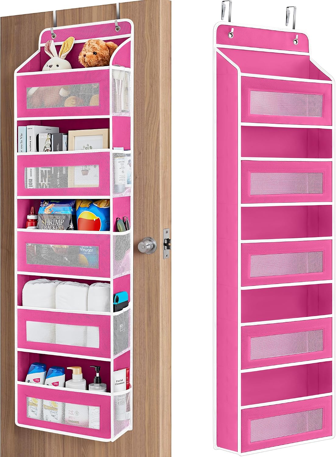 Over the Door Organizer for Bedroom, Pantry Bathroom, 5 Shelf Beige