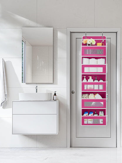 Over the Door Organizer for Bedroom, Pantry Bathroom, 5 Shelf Beige