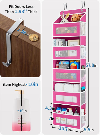 Over the Door Organizer for Bedroom, Pantry Bathroom, 5 Shelf Beige