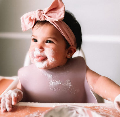 Silicone Baby Bibs Set of 2, Waterproof Feeding Bibs for Toddlers, Adjustable Soft Silicone Bibs with Deep Food Catcher Pocket, BPA-Free, Dishwasher Safe (Ether/Muted)