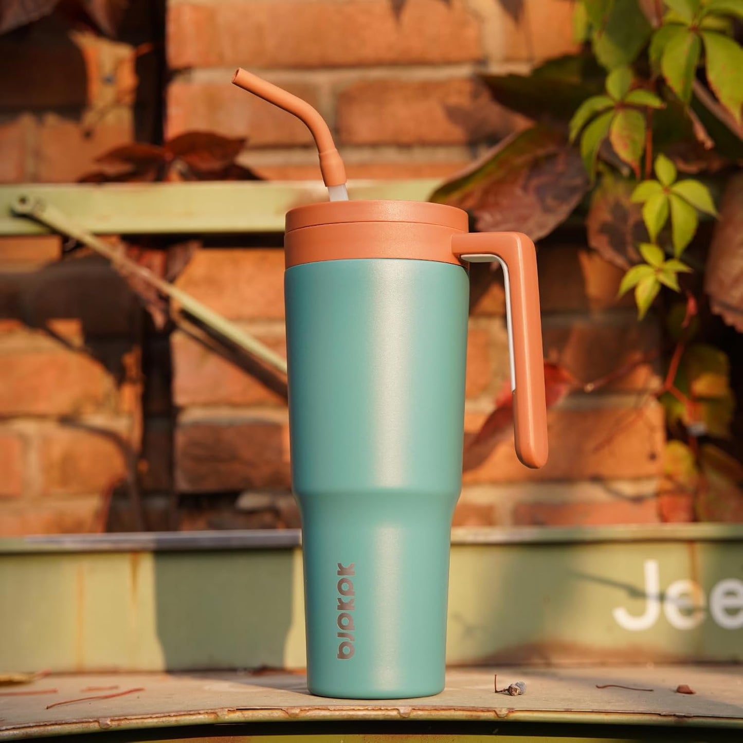 40 oz Tumbler with Handle, Straw & Lid, Insulated Stainless Steel | Travel, Double Wall Vacuum, Keeps Hot/Cold, Spill Proof, Fruit Infuser, BPA Free, Camping, Light Pink