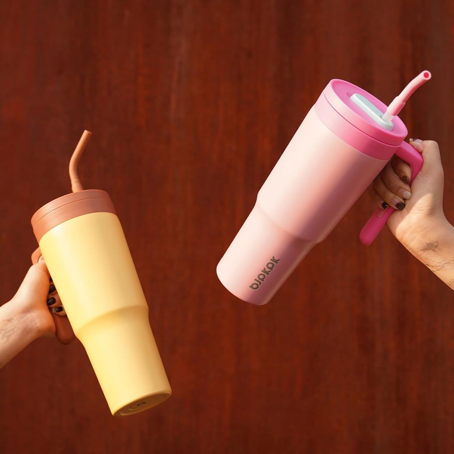 40 oz Tumbler with Handle, Straw & Lid, Insulated Stainless Steel | Travel, Double Wall Vacuum, Keeps Hot/Cold, Spill Proof, Fruit Infuser, BPA Free, Camping, Light Pink