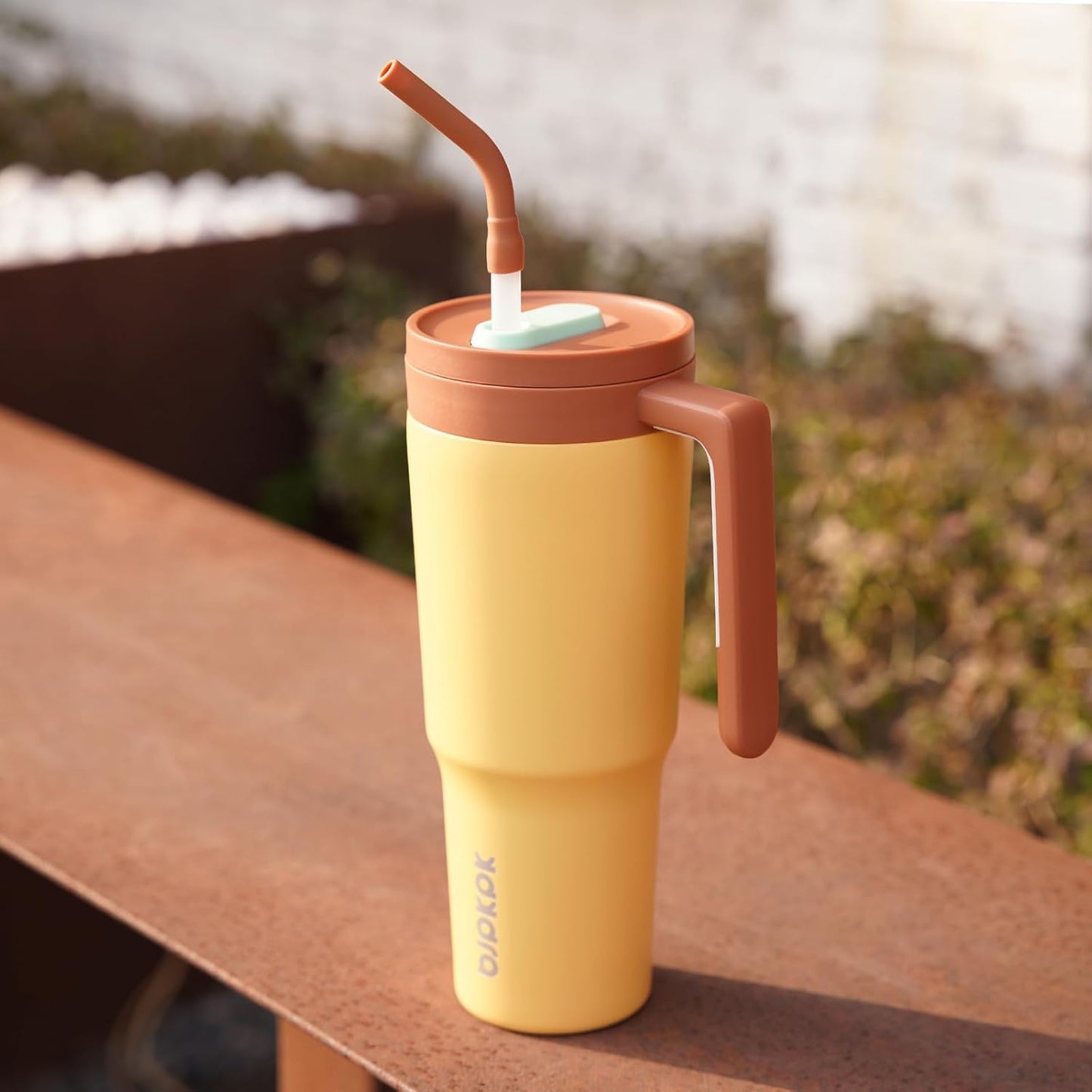 40 oz Tumbler with Handle, Straw & Lid, Insulated Stainless Steel | Travel, Double Wall Vacuum, Keeps Hot/Cold, Spill Proof, Fruit Infuser, BPA Free, Camping, Light Pink