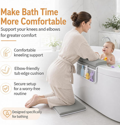 Bath Kneeler and Elbow Rest Set, for Baby Bathing, 1.5" Thick