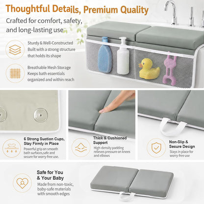 Bath Kneeler and Elbow Rest Set, for Baby Bathing, 1.5" Thick