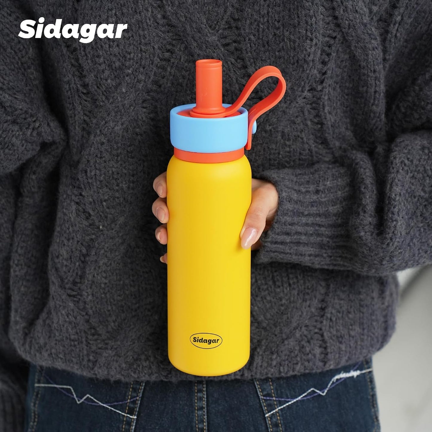 24 oz Tumbler, Insulated Coffee Mug with Lid and Straw, Leak Proof Portable Travel Cup, for Hot and Cold Drinks Drinks Flask for Women Blue