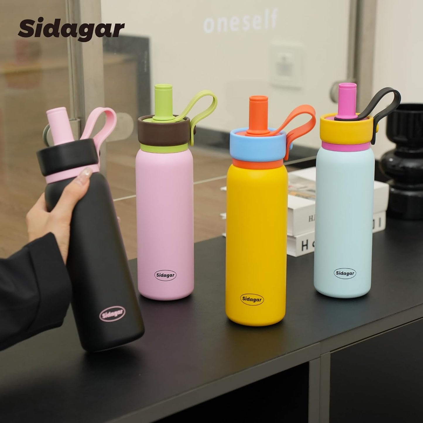24 oz Tumbler, Insulated Coffee Mug with Lid and Straw, Leak Proof Portable Travel Cup, for Hot and Cold Drinks Drinks Flask for Women Blue