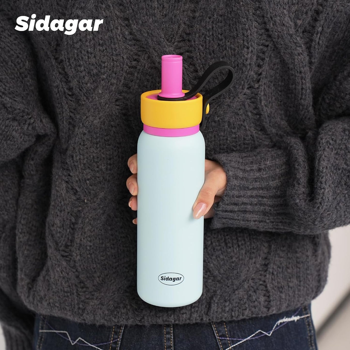 24 oz Tumbler, Insulated Coffee Mug with Lid and Straw, Leak Proof Portable Travel Cup, for Hot and Cold Drinks Drinks Flask for Women Blue