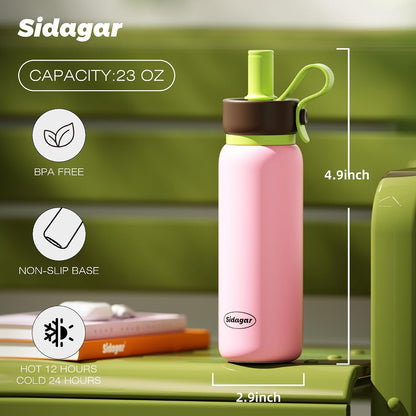 24 oz Tumbler, Insulated Coffee Mug with Lid and Straw, Leak Proof Portable Travel Cup, for Hot and Cold Drinks Drinks Flask for Women Blue