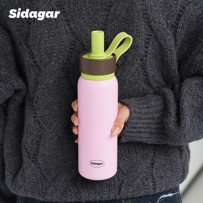 24 oz Tumbler, Insulated Coffee Mug with Lid and Straw, Leak Proof Portable Travel Cup, for Hot and Cold Drinks Drinks Flask for Women Blue
