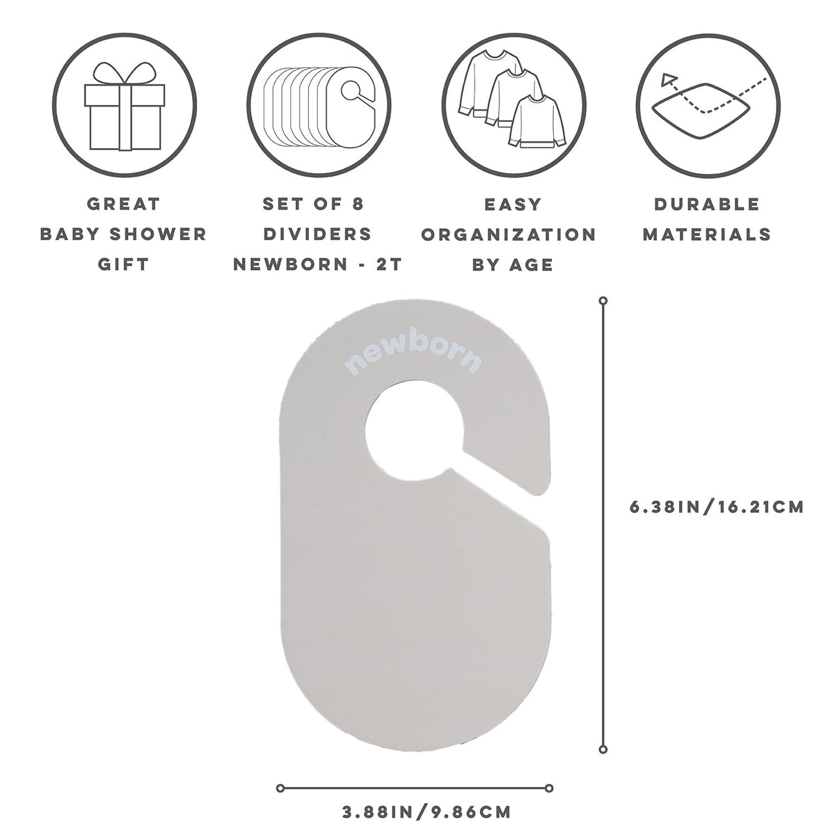 Baby Closet Dividers, Newborn to 2T, Neutral, 8 Piece Set