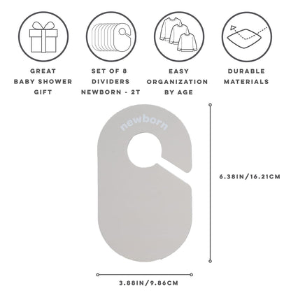 Baby Closet Dividers, Newborn to 2T, Neutral, 8 Piece Set