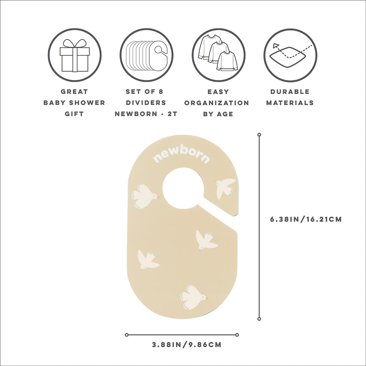 Baby Closet Dividers, Newborn to 2T, Neutral, 8 Piece Set