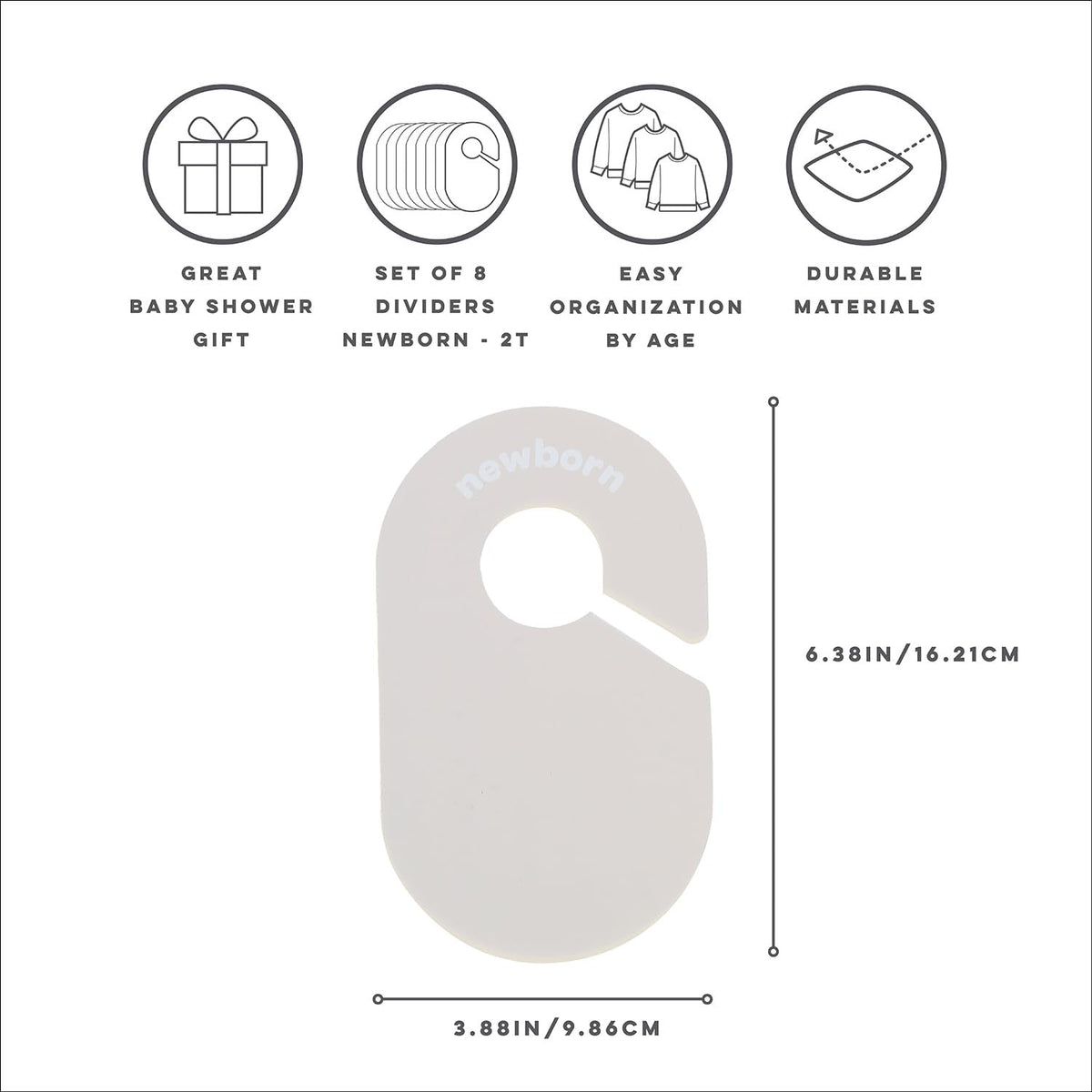 Baby Closet Dividers, Newborn to 2T, Neutral, 8 Piece Set