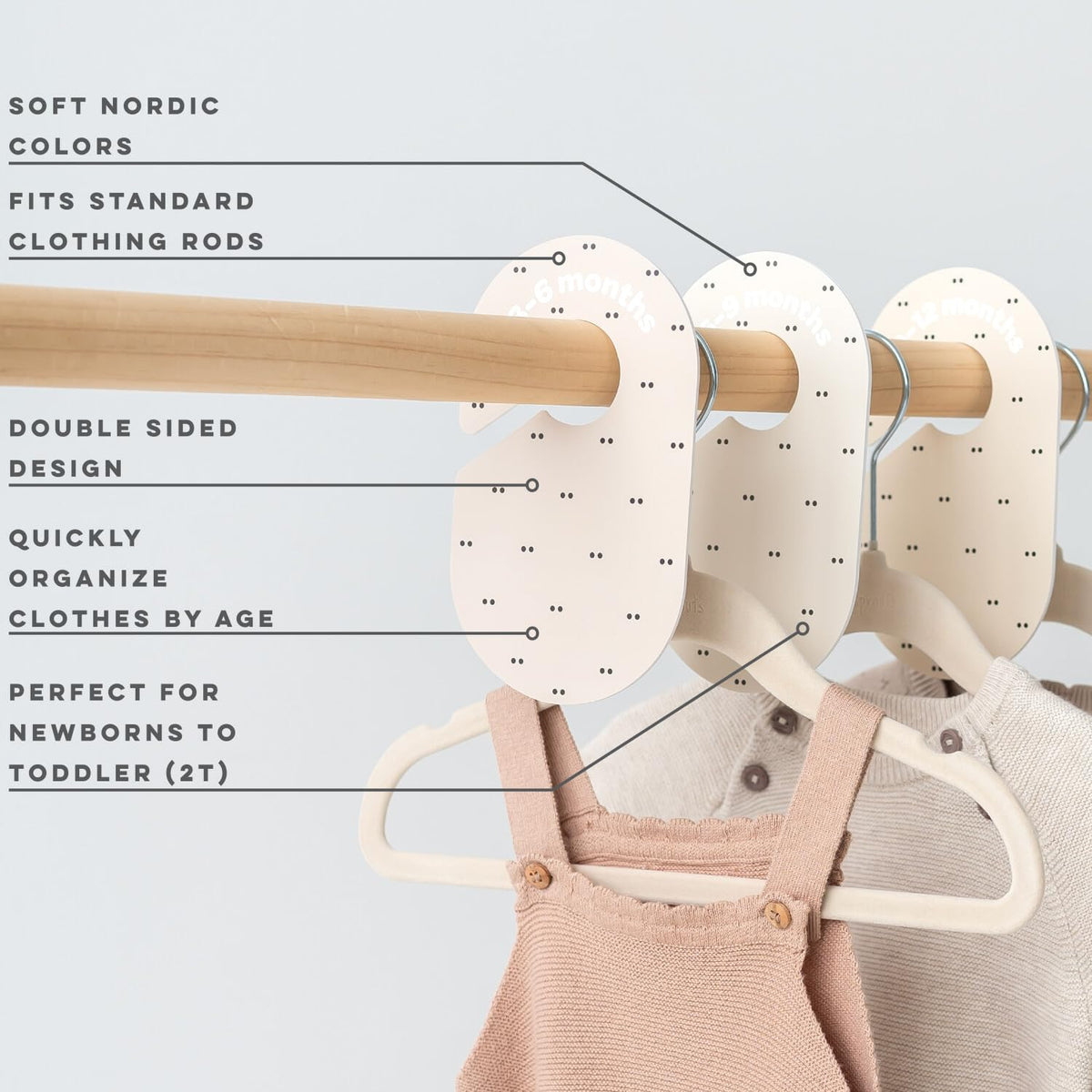 Baby Closet Dividers, Newborn to 2T, Neutral, 8 Piece Set