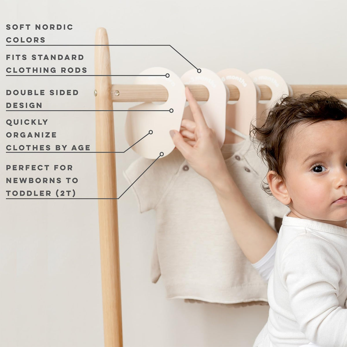 Baby Closet Dividers, Newborn to 2T, Neutral, 8 Piece Set
