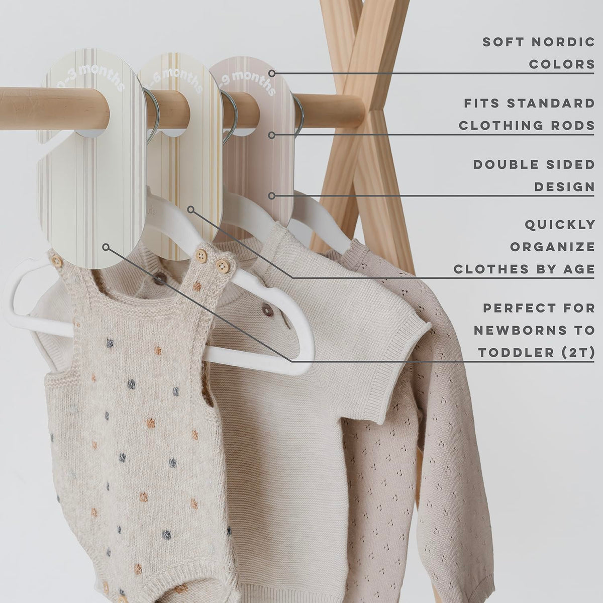 Baby Closet Dividers, Newborn to 2T, Neutral, 8 Piece Set