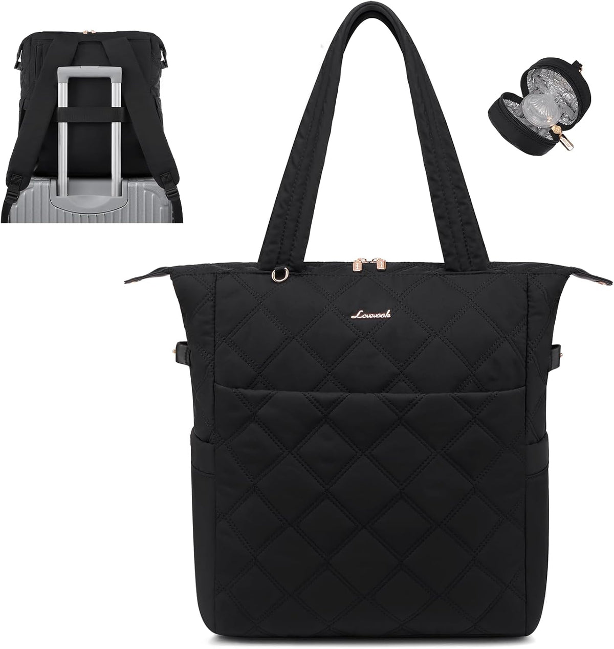 Diaper Bag Backpack,Diaper Bag Tote for Mom Dad with Changing Pad,Insulated Pockets, Convertible Mom Backpack with Pacifier Case（Black & Brown）