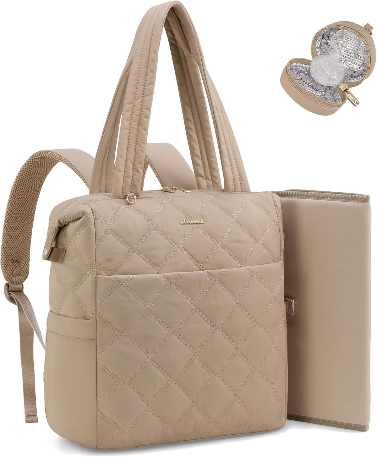Diaper Bag Backpack,Diaper Bag Tote for Mom Dad with Changing Pad,Insulated Pockets, Convertible Mom Backpack with Pacifier Case（Black & Brown）