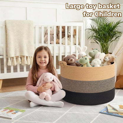 70L Woven Rope Laundry Basket with Tassel, 16" x 22", White