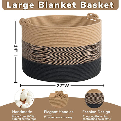 70L Woven Rope Laundry Basket with Tassel, 16" x 22", White