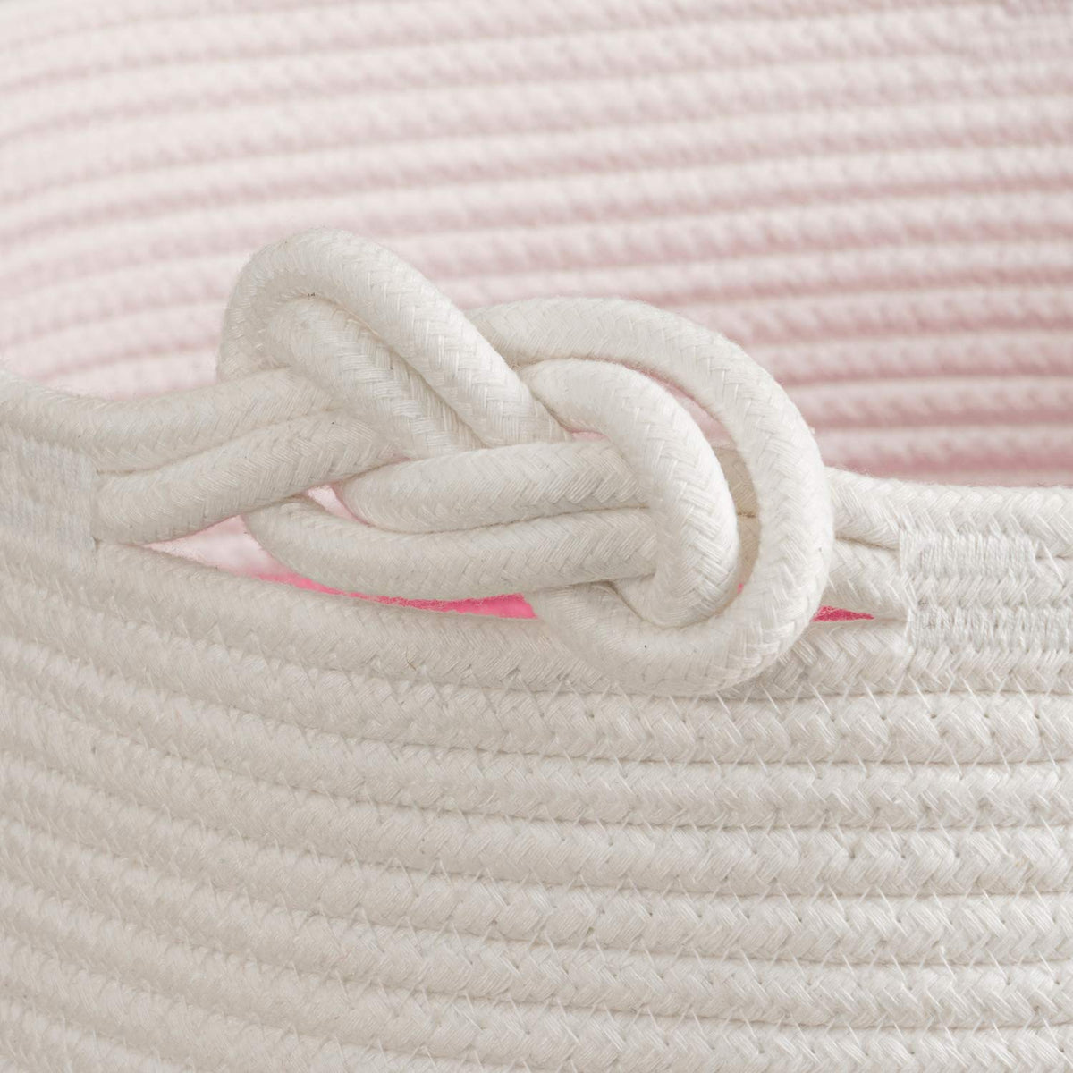 70L Woven Rope Laundry Basket with Tassel, 16" x 22", White