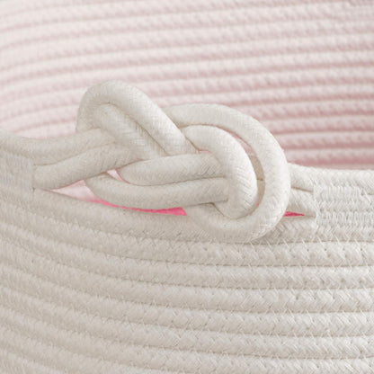 70L Woven Rope Laundry Basket with Tassel, 16" x 22", White