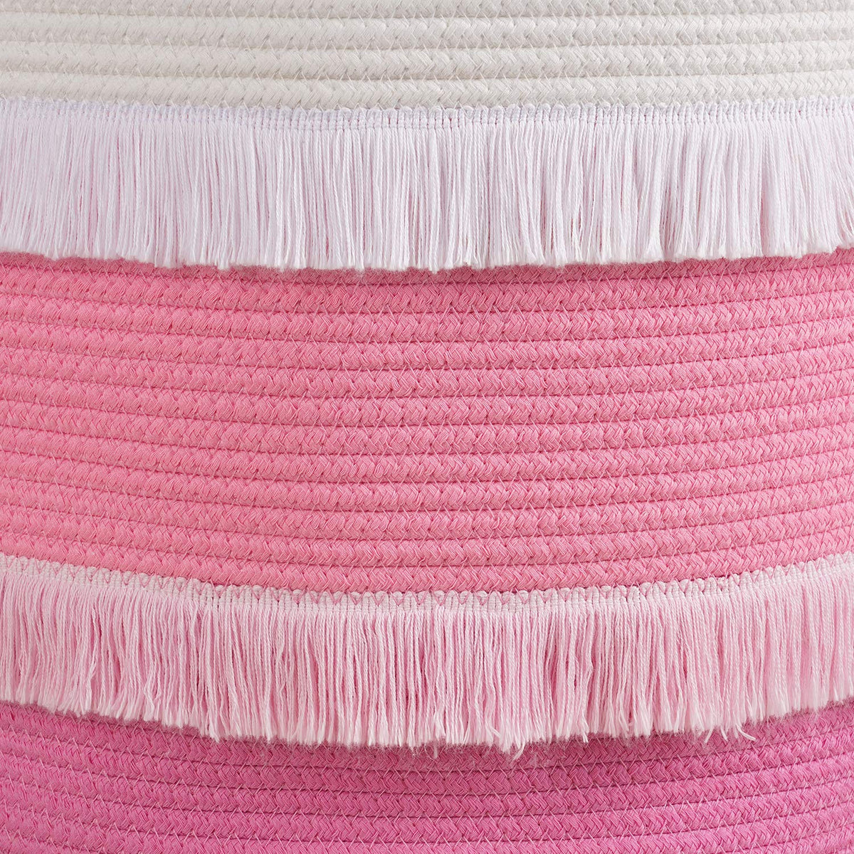 70L Woven Rope Laundry Basket with Tassel, 16" x 22", White
