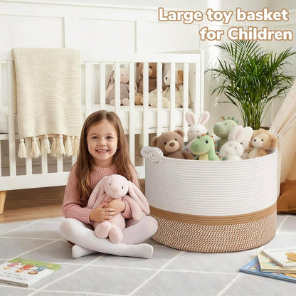 70L Woven Rope Laundry Basket with Tassel, 16" x 22", White