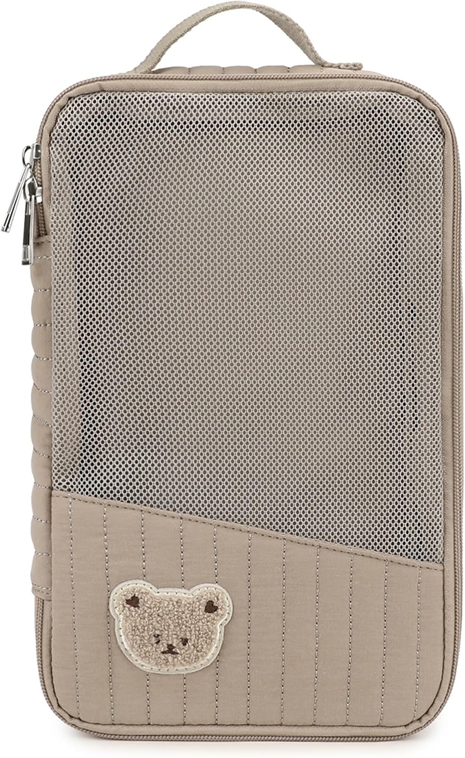 Diaper Bag Organizers, Brown Bear Diaper Bag Organizer Pouch - Portable Pouch With Quilted Mesh, Travel Storage For Baby Essentials & Toiletries