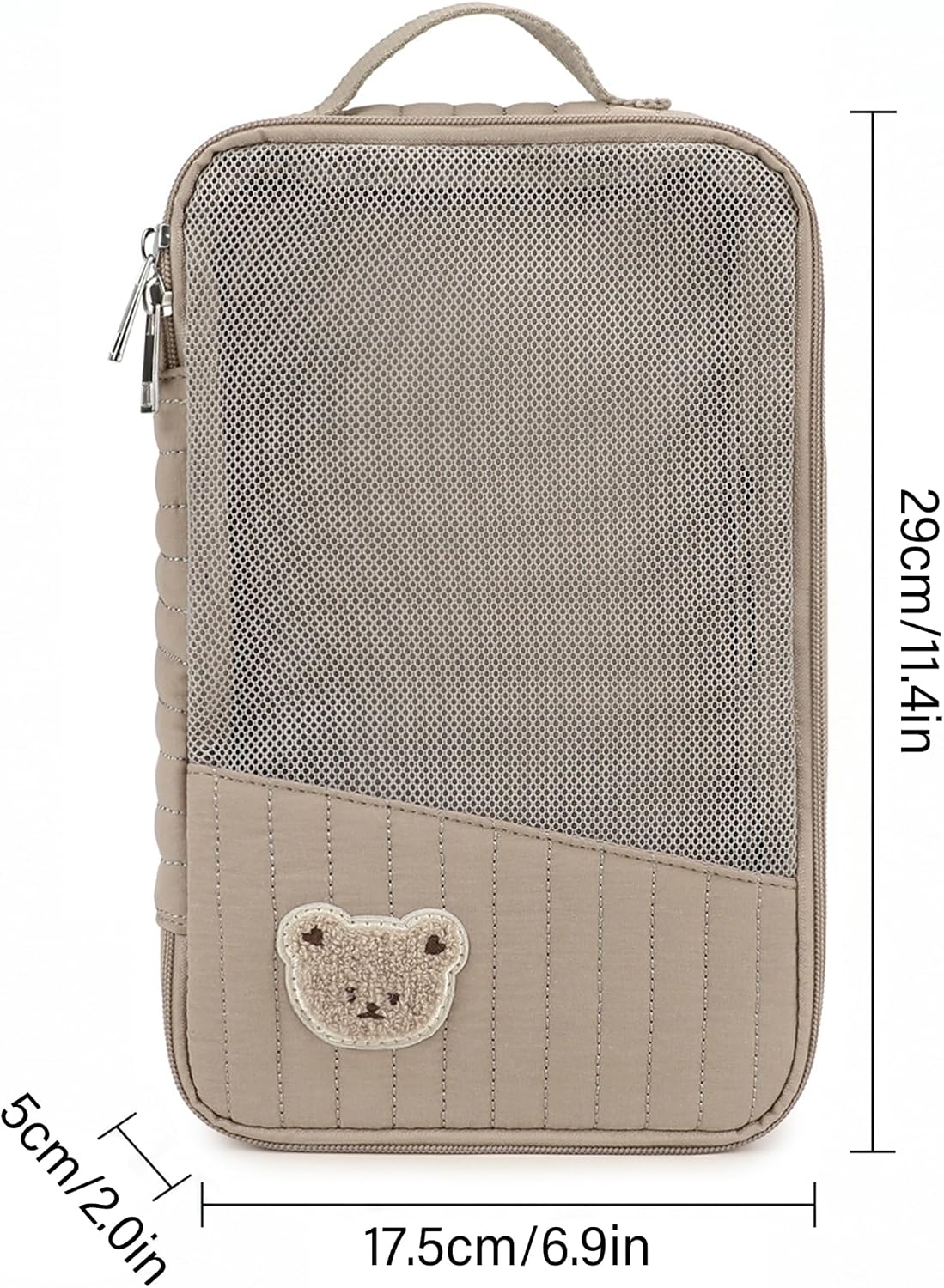 Diaper Bag Organizers, Brown Bear Diaper Bag Organizer Pouch - Portable Pouch With Quilted Mesh, Travel Storage For Baby Essentials & Toiletries