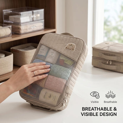 Diaper Bag Organizers, Brown Bear Diaper Bag Organizer Pouch - Portable Pouch With Quilted Mesh, Travel Storage For Baby Essentials & Toiletries
