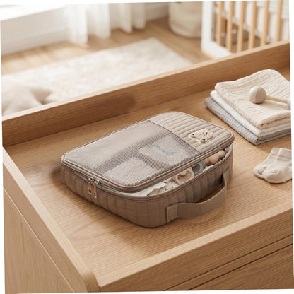 Diaper Bag Organizers, Brown Bear Diaper Bag Organizer Pouch - Portable Pouch With Quilted Mesh, Travel Storage For Baby Essentials & Toiletries