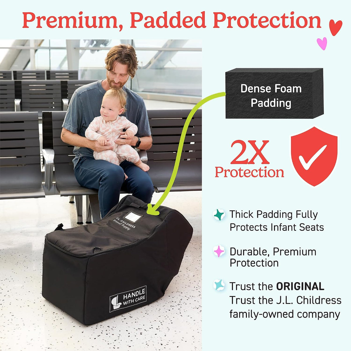 J.L. Childress Premier Padded Infant Car Seat Travel Bag - Backpack