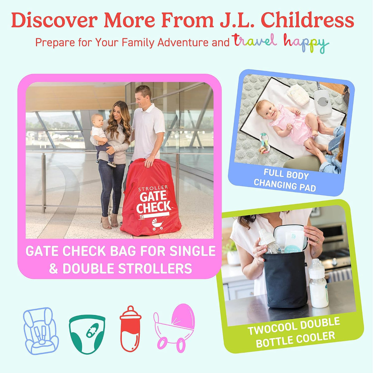 J.L. Childress Premier Padded Infant Car Seat Travel Bag - Backpack