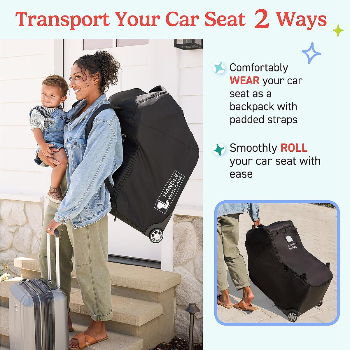 J.L. Childress Premier Padded Infant Car Seat Travel Bag - Backpack