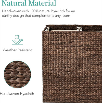 Large Laundry Hamper with Lid, Natural Handwoven Hyacinth Laundry Basket, W/Removeable & Washable Liner Bag, Portable, Handles, 30 Gallon (114 liters) - Natural