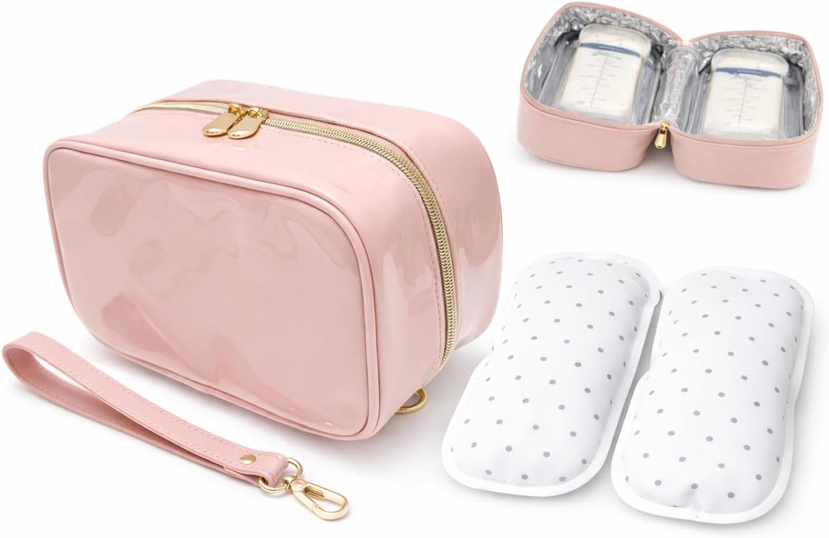 Breast Milk Cooler Bag for Working Moms, Insulated Travel Bag with 2 Ice Packs, Leakproof Breastmilk Storage for Pumping & Travel