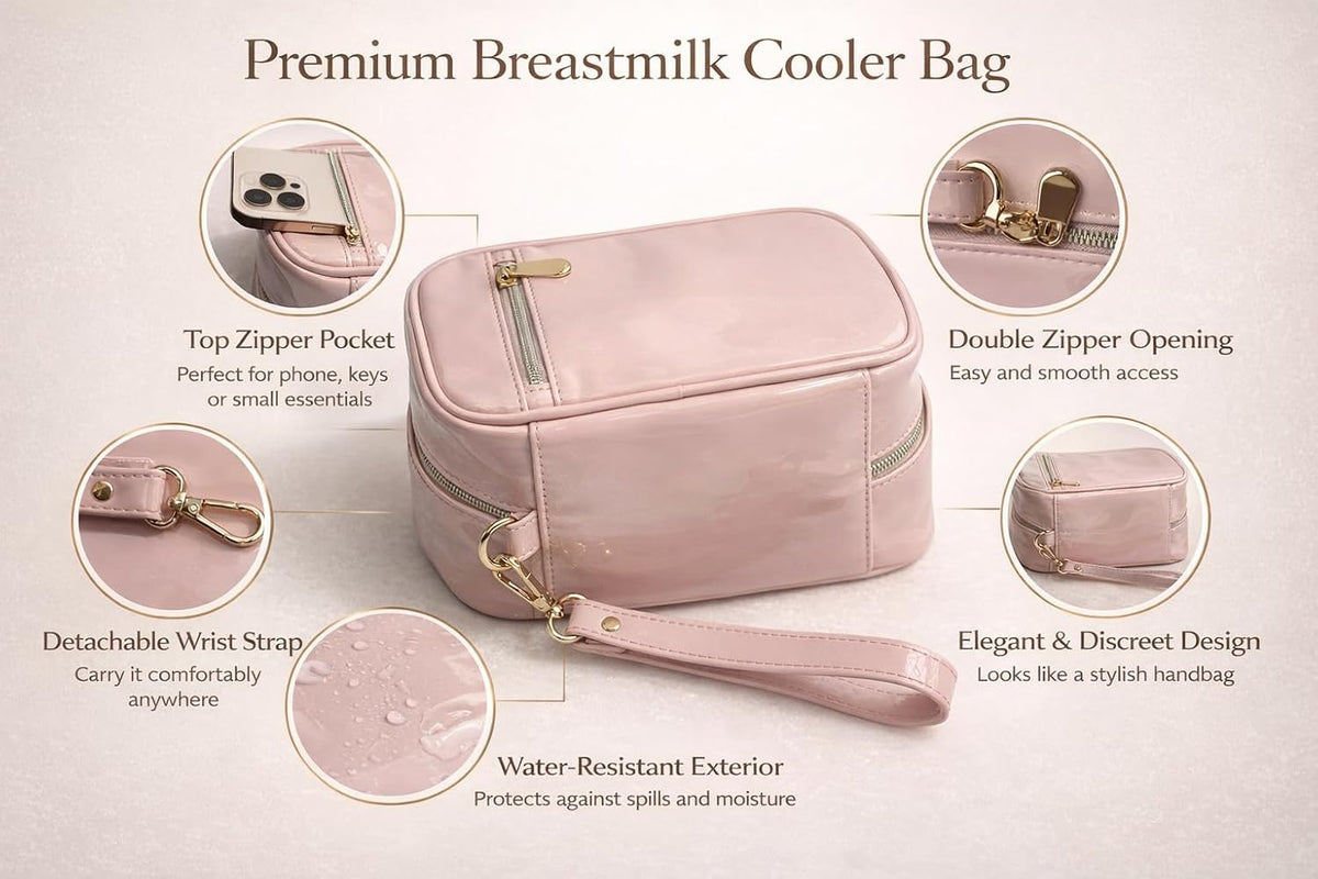 Breast Milk Cooler Bag for Working Moms, Insulated Travel Bag with 2 Ice Packs, Leakproof Breastmilk Storage for Pumping & Travel