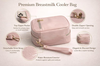 Breast Milk Cooler Bag for Working Moms, Insulated Travel Bag with 2 Ice Packs, Leakproof Breastmilk Storage for Pumping & Travel