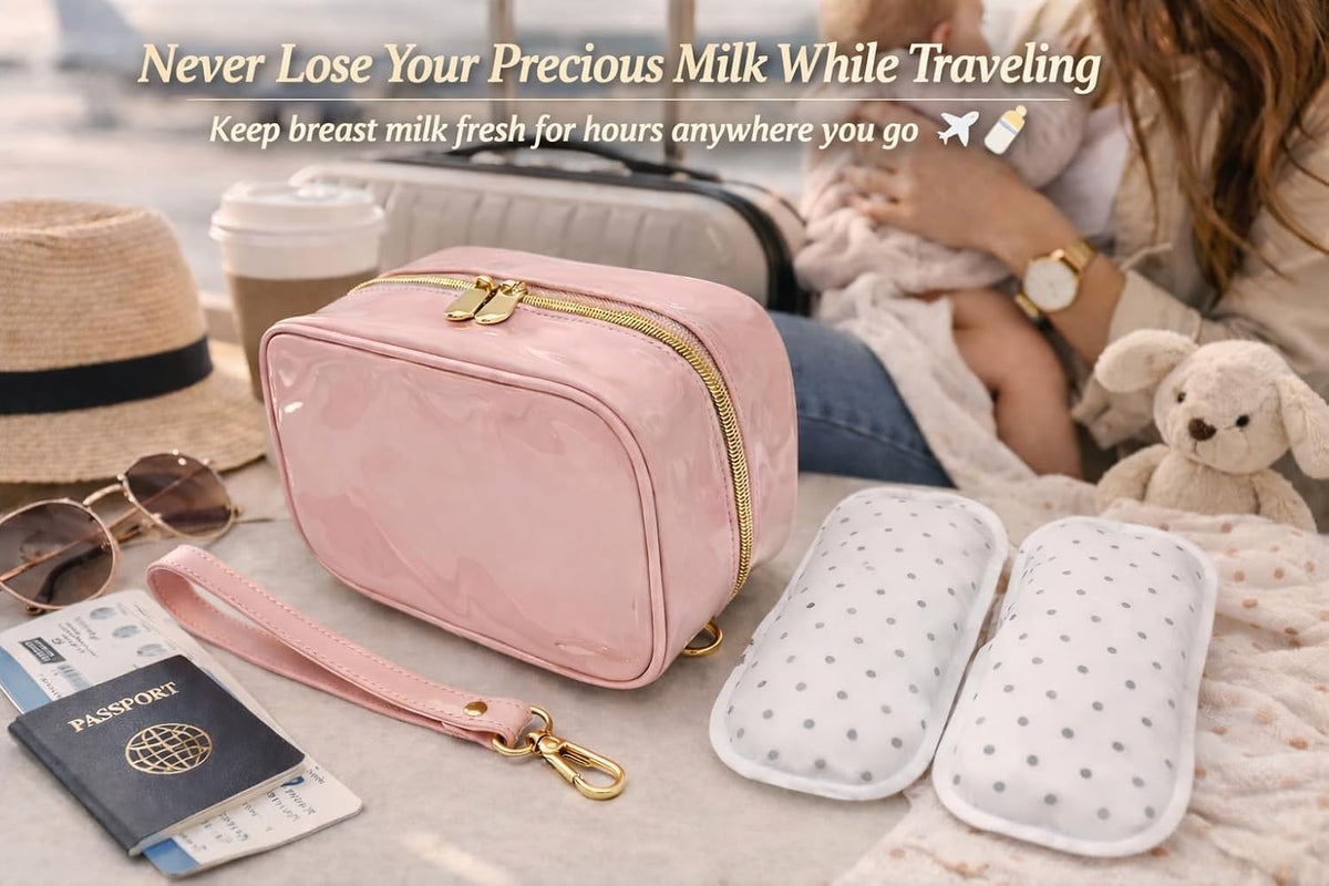 Breast Milk Cooler Bag for Working Moms, Insulated Travel Bag with 2 Ice Packs, Leakproof Breastmilk Storage for Pumping & Travel