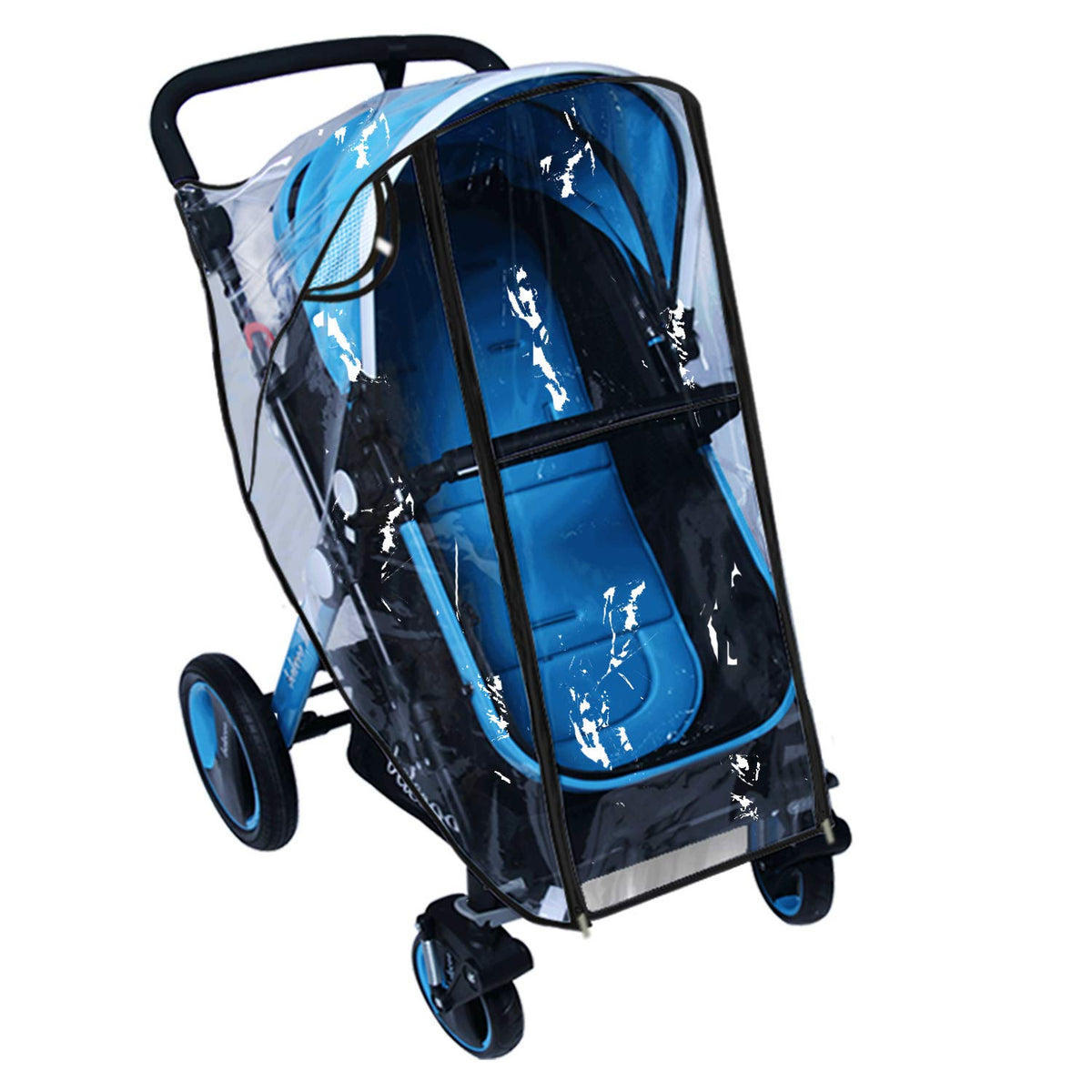 Baby Stroller Rain Cover Umbrella Weather Shield Accessories Universal Size Protect from Rain Wind Snow Dust Water Proof Ventilate Clear Food Grade Materia EVA Plastic Zipper Black (Small)