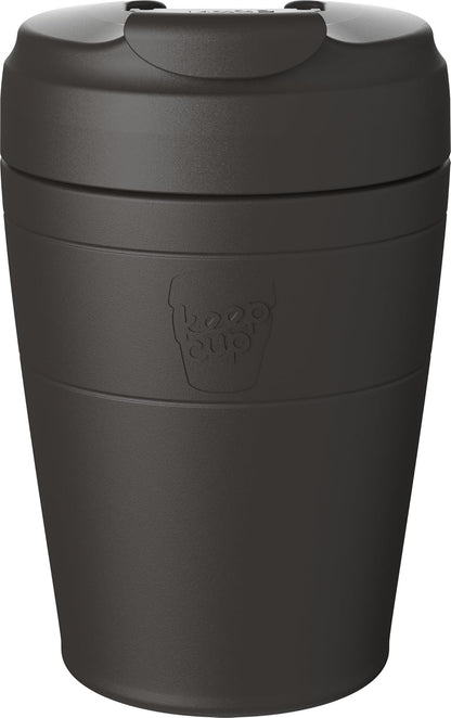 Commuter Travel Mug - Insulated Stainless Steel Reusable Coffee Cup with Spillproof Flip Lid - 12oz/340ml - Black