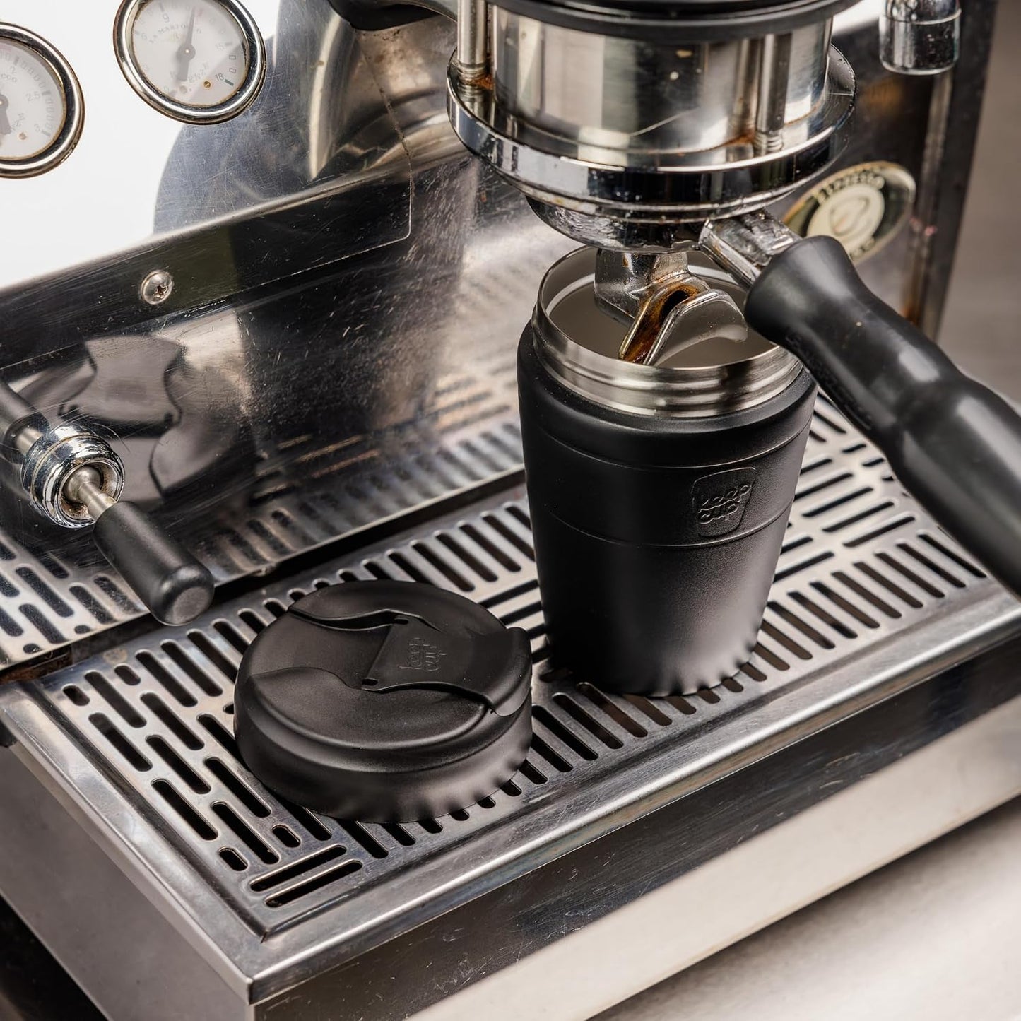 Commuter Travel Mug - Insulated Stainless Steel Reusable Coffee Cup with Spillproof Flip Lid - 12oz/340ml - Black