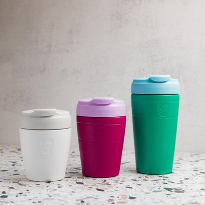 Commuter Travel Mug - Insulated Stainless Steel Reusable Coffee Cup with Spillproof Flip Lid - 12oz/340ml - Black