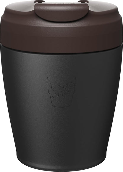 Commuter Travel Mug - Insulated Stainless Steel Reusable Coffee Cup with Spillproof Flip Lid - 12oz/340ml - Black